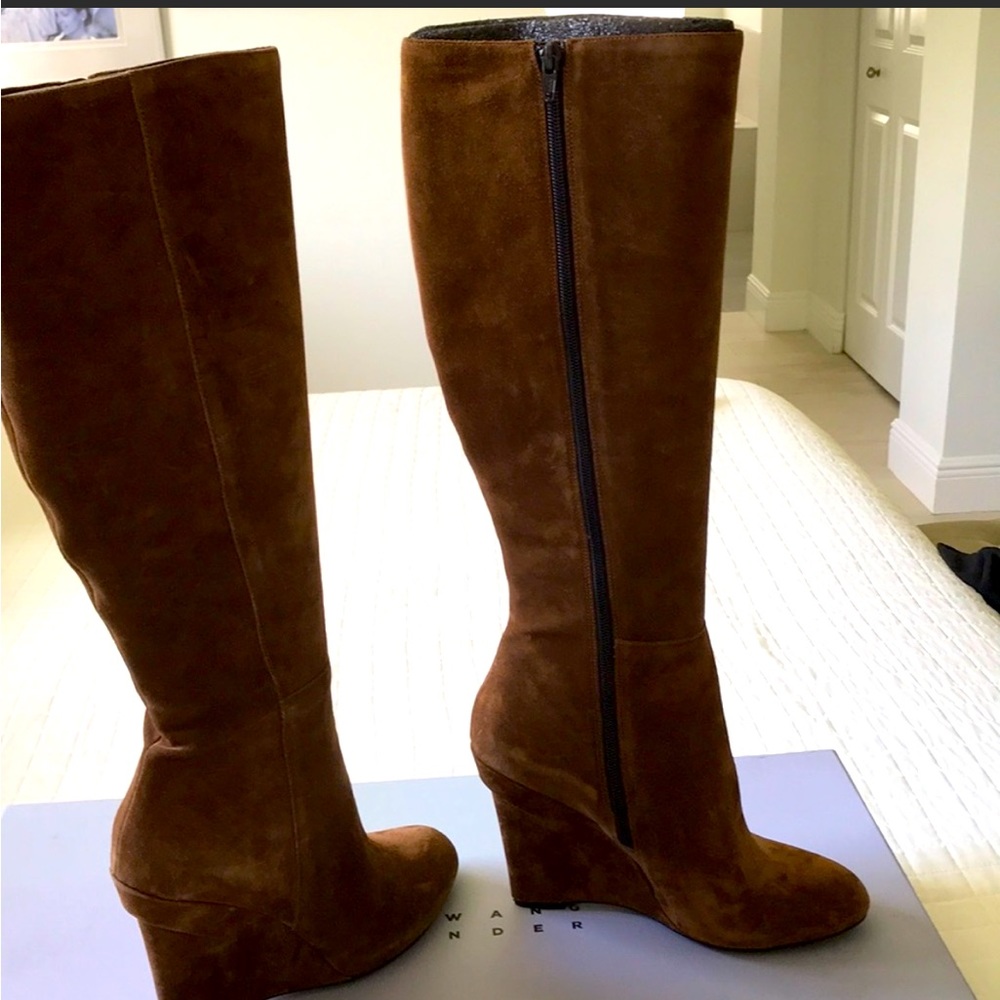 New Vera Wang Suede knee high wedge boots